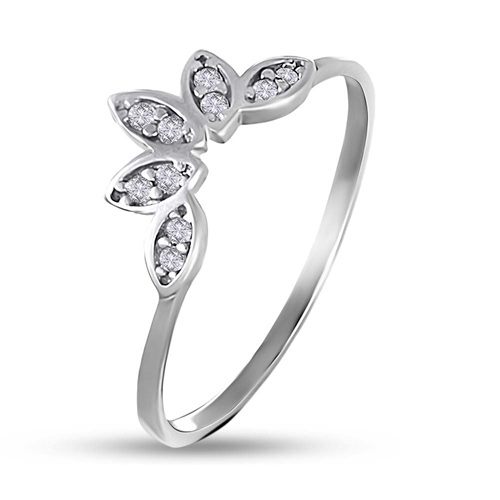 Anillo de plata en forma de corona con perlitas